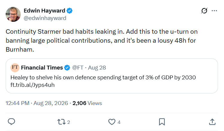 Edwin Hayward: Continuity Starmer bad habits leaking in...