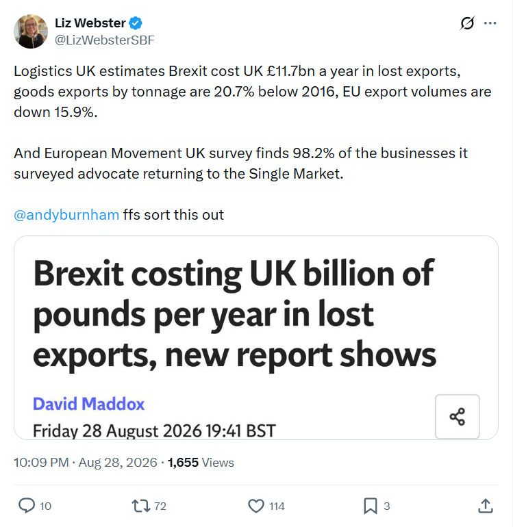 Liz Webster: Logistics UK estimates Brexit...