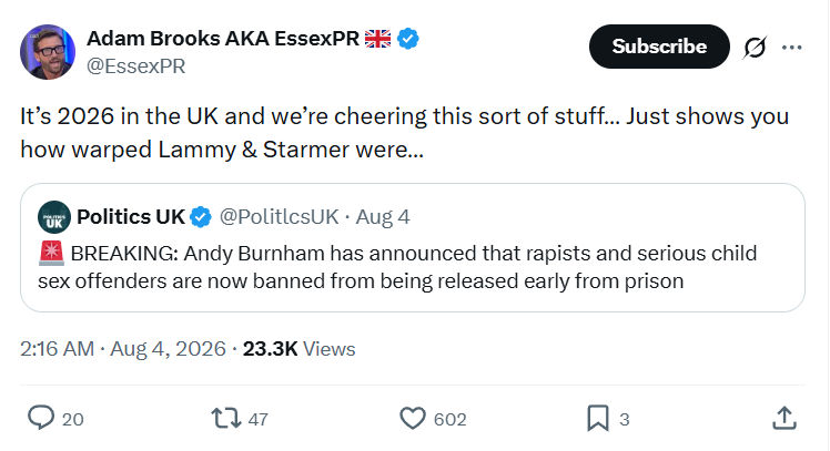Adam Brooks: It’s 2026 in the UK...