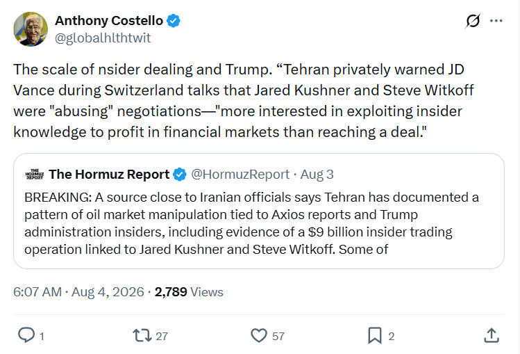 Anthony Costello: The scale of nsider dealing and Trump...