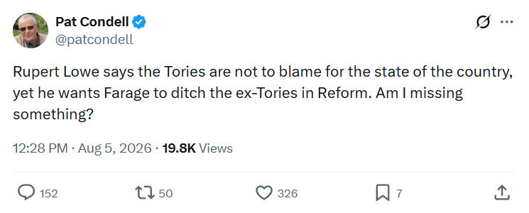 Pat Condell: Rupert Lowe says the Tories...