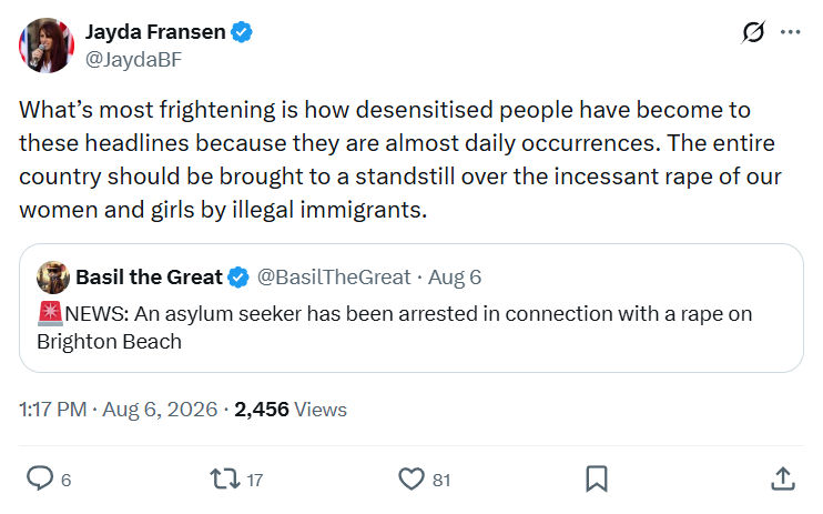 Jayda Fransen: What’s most frightening...