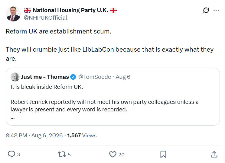 Pat McGinnis: Reform UK are establishment scum...