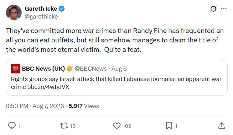 Gareth Icke: They've committed more war crimes...