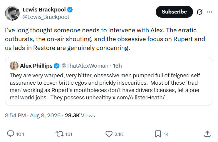 Lewis Brackpool: I’ve long thought someone needs...