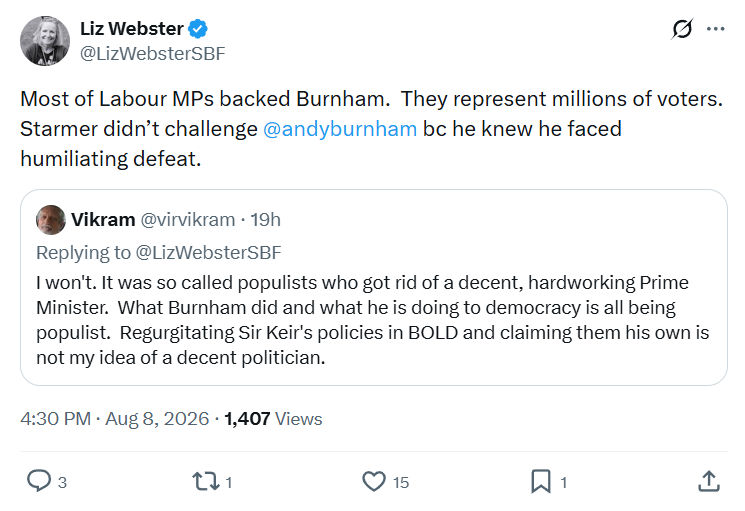 Liz Webster: Most of Labour MPs backed Burnham...