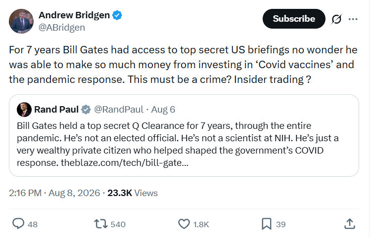 Andrew Bridgen: For 7 years Bill Gates...