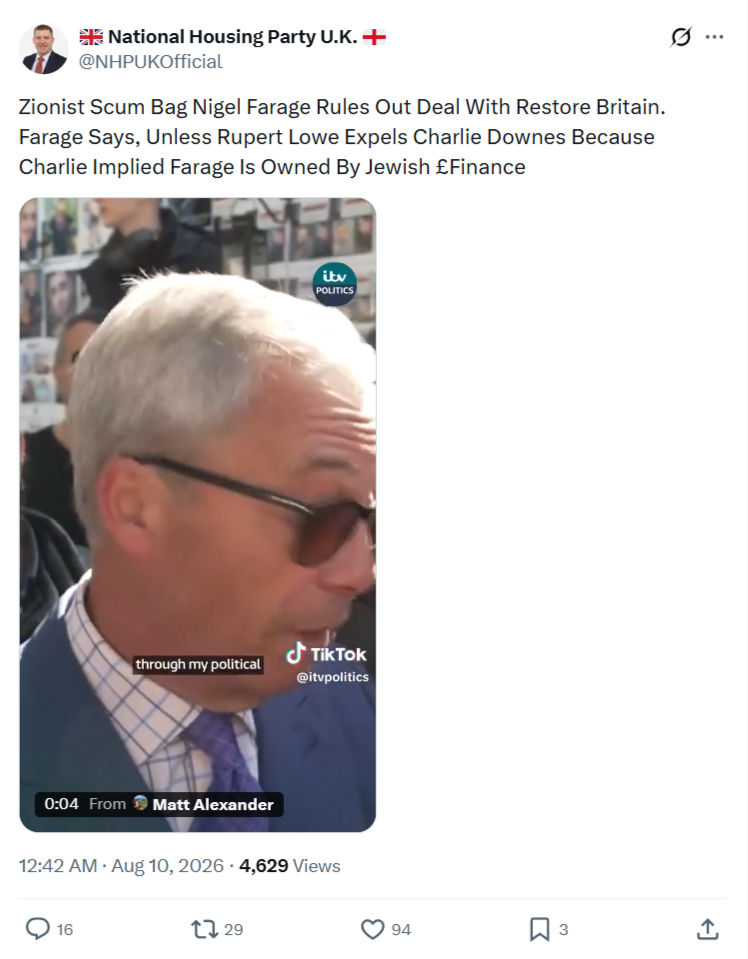 Pat McGinnis: Zionist Scum Bag Nigel Farage...