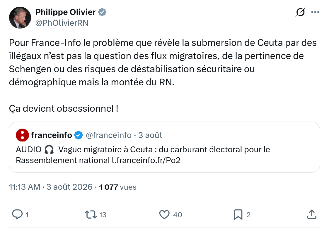 Philippe Olivier: Pour France-Info le problème...