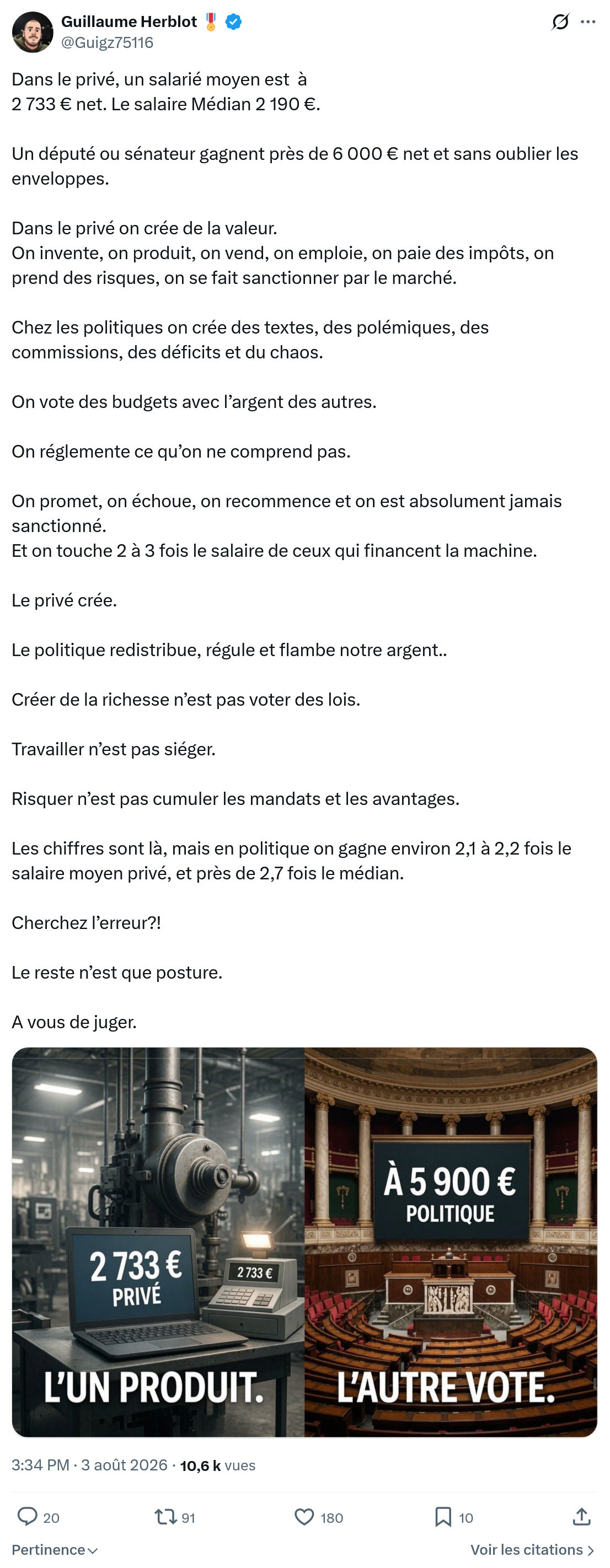 Guillaume Herblot: Dans le privé, un salarié moyen...