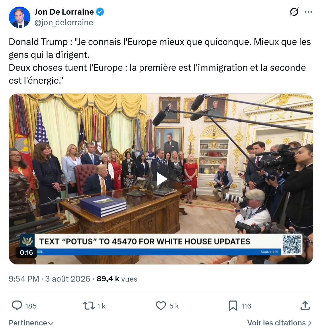 Jon De Lorraine: Donald Trump : "Je connais l'Europe mieux...