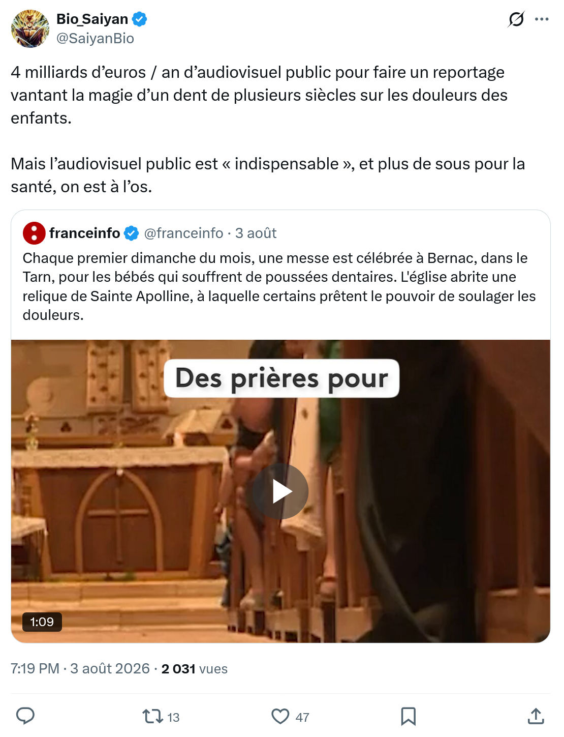 Bio Saiyan: 4 milliards d’euros / an d’audiovisuel...