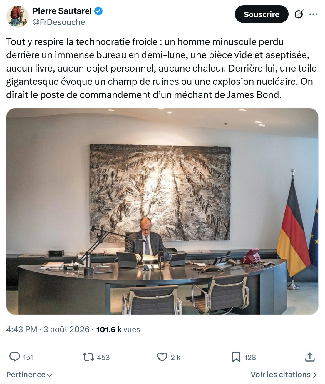 Pierre Sautarel: Tout y respire la technocratie froide...