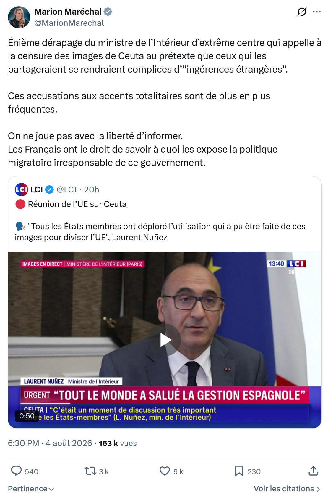 Marion Maréchal- Le Pen: Énième dérapage du ministre...