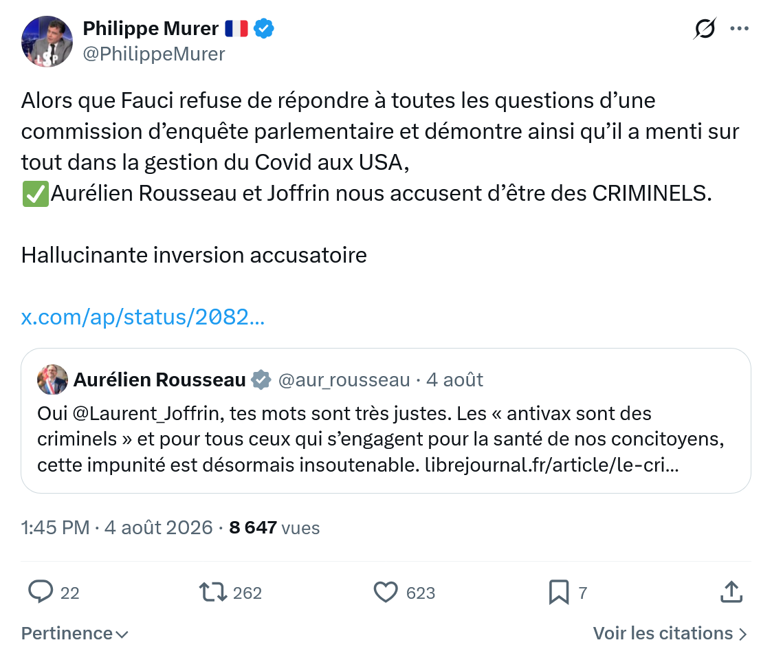 Philippe Murer: Alors que Fauci refuse de répondre...
