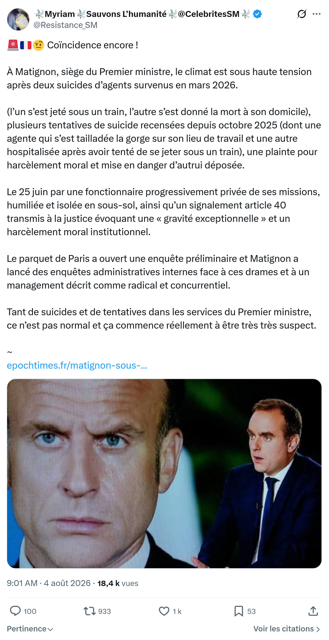 Myriam: À Matignon, siège du Premier ministre...