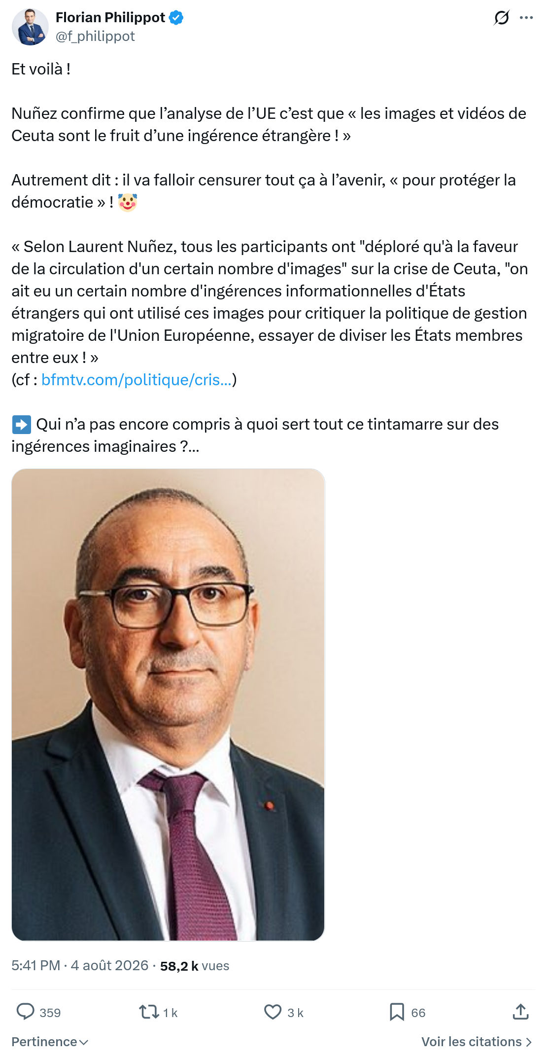 Florian Philippot: Nuñez confirme que l’analyse...