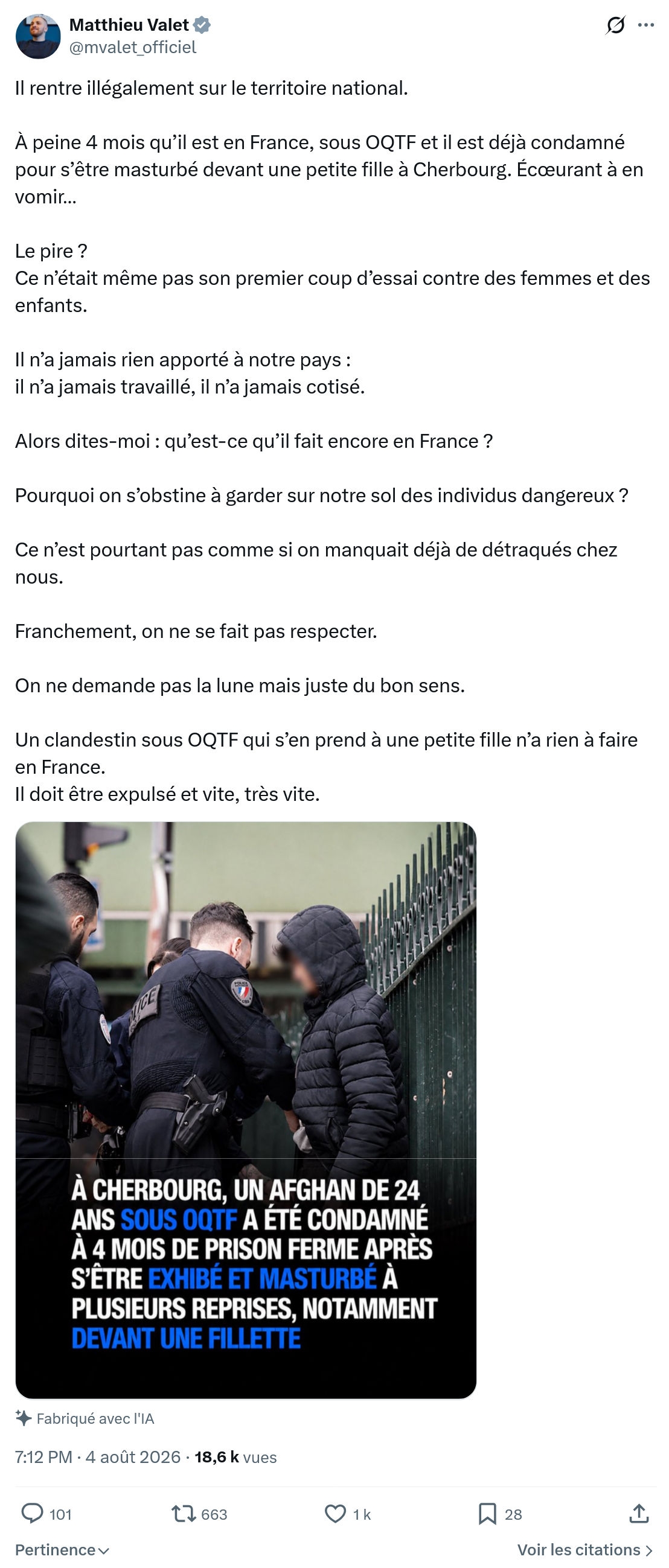 Matthieu Valet: Il rentre illégalement sur le territoire national...
