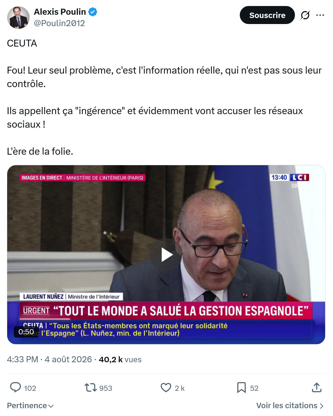 Alexis Poulin: Fou! Leur seul problème...