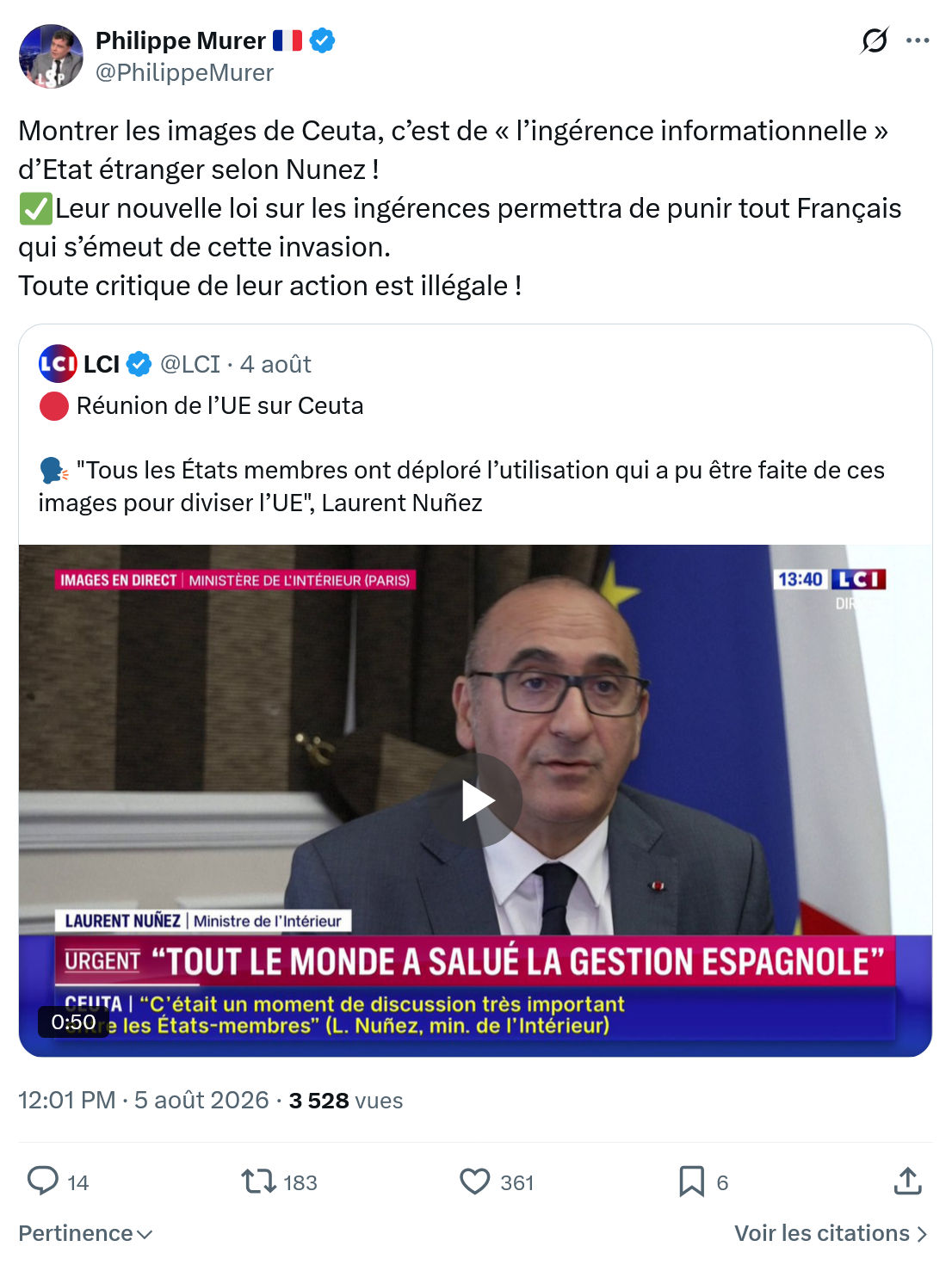 Philippe Murer: Montrer les images de Ceuta...