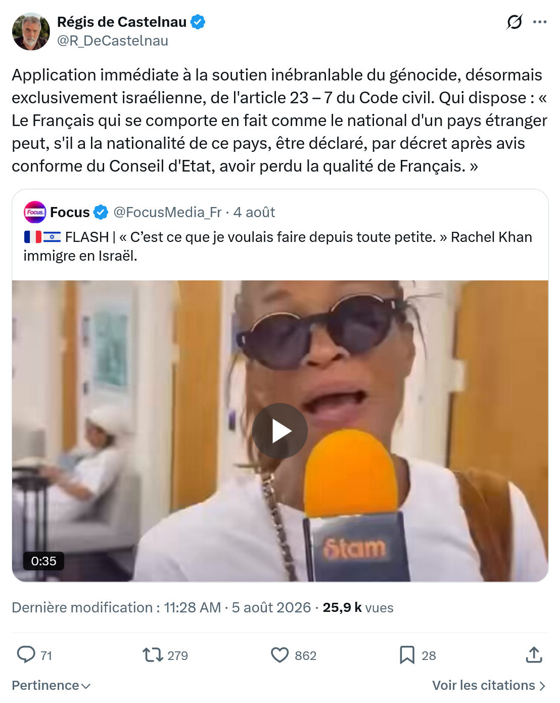 Régis de Castelnau: Application immédiate à la soutien...