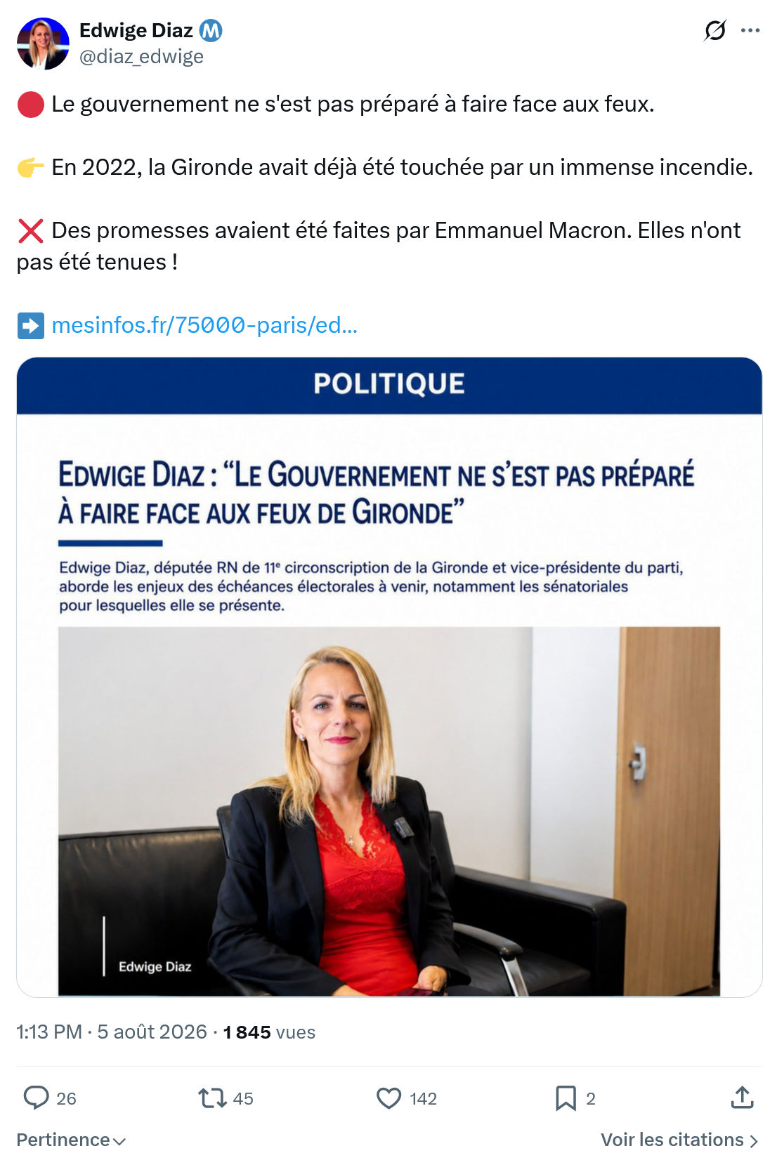 Edwige Diaz: Le gouvernement ne s'est pas préparé...