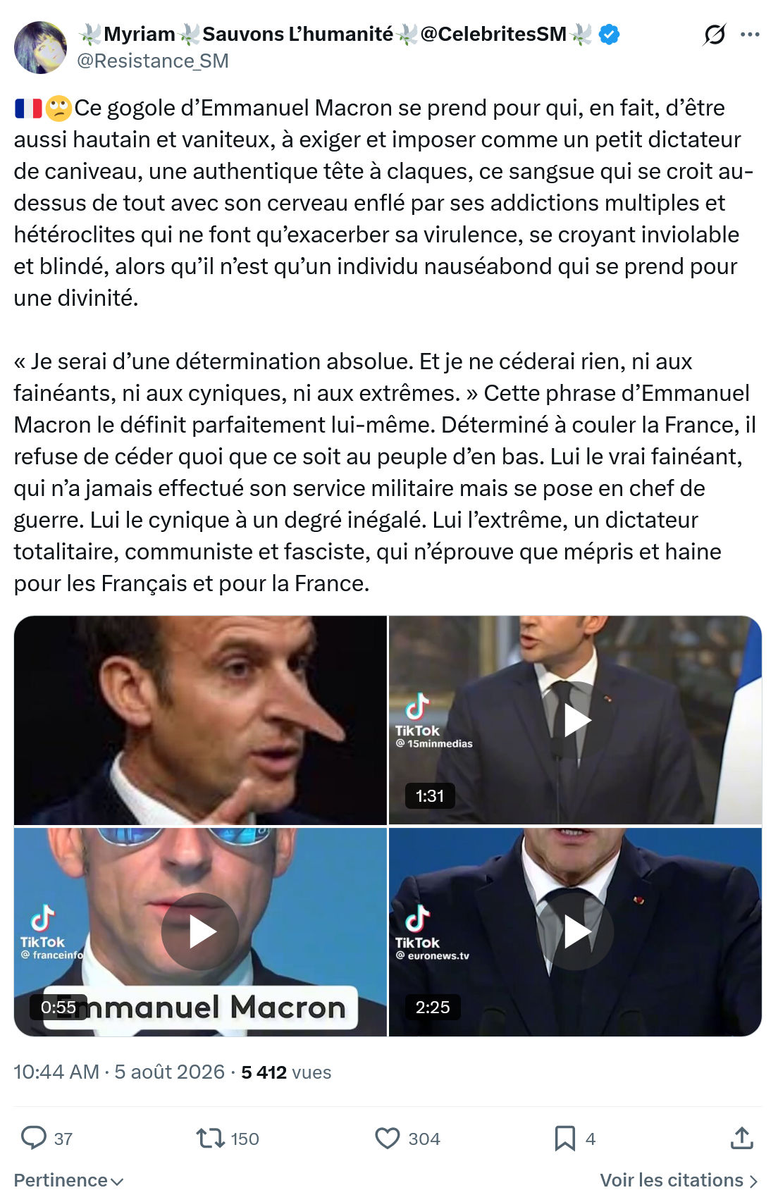 Myriam: Ce gogole d’Emmanuel Macron...