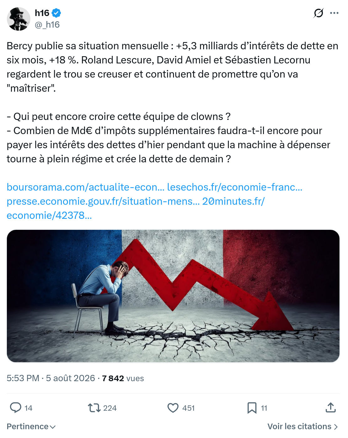 h16: Bercy publie sa situation mensuelle...