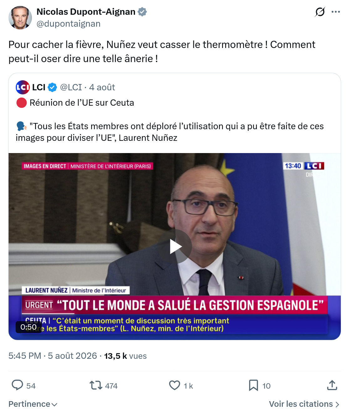 Nicolas Dupont-Aignan: Pour cacher la fièvre...