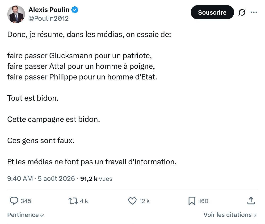 Alexis Poulin: Donc, je résume, dans les médias...