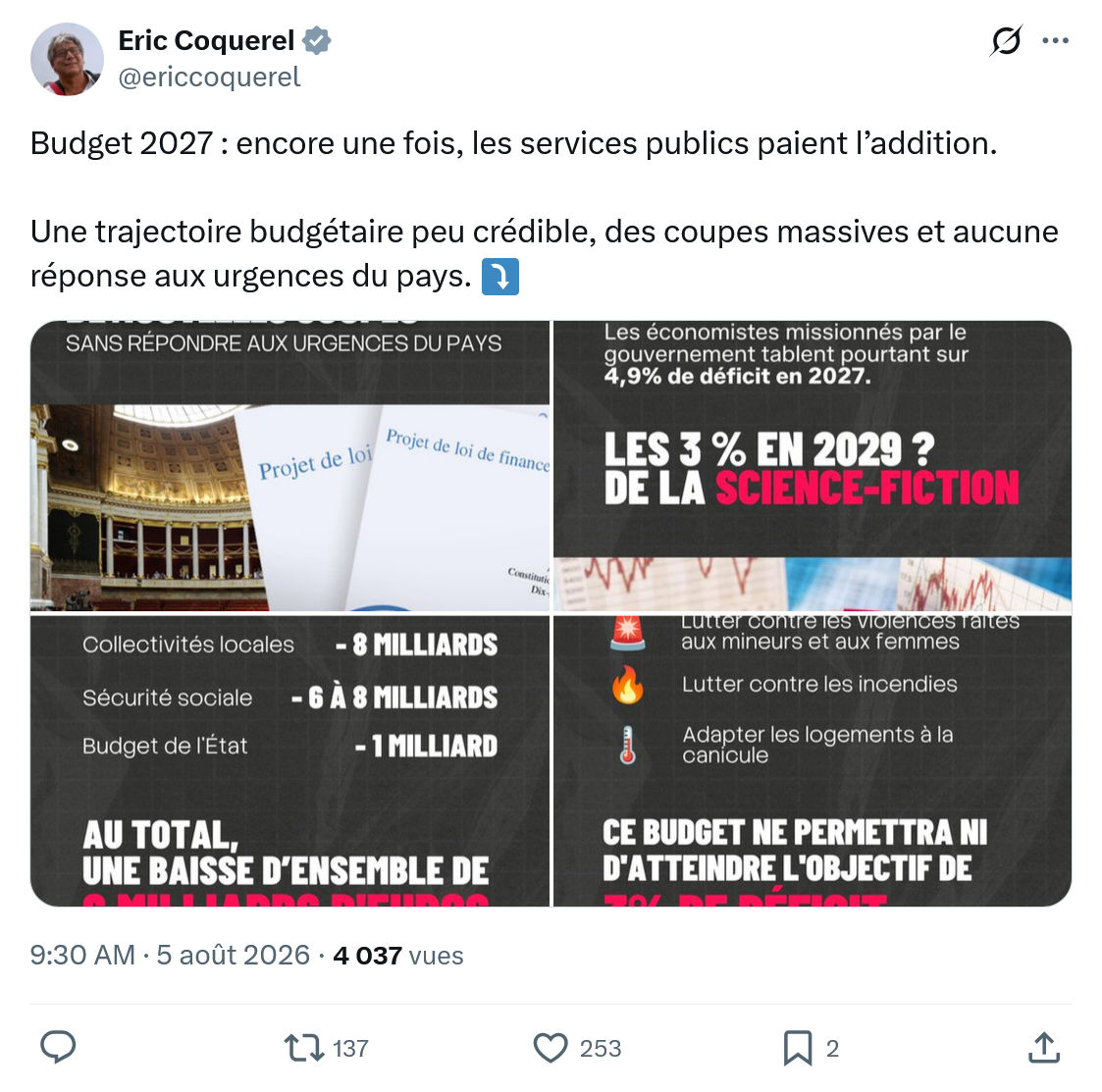 Eric Coquerel: Budget 2027 : encore une fois...