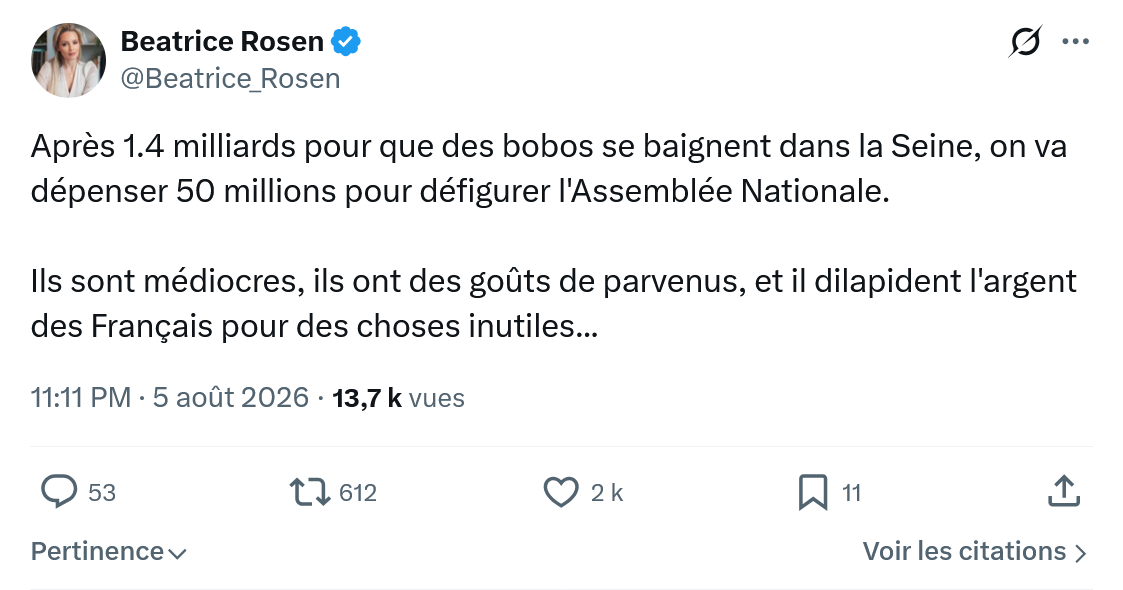Béatrice Rosen: Après 1.4 milliards pour que des bobos...