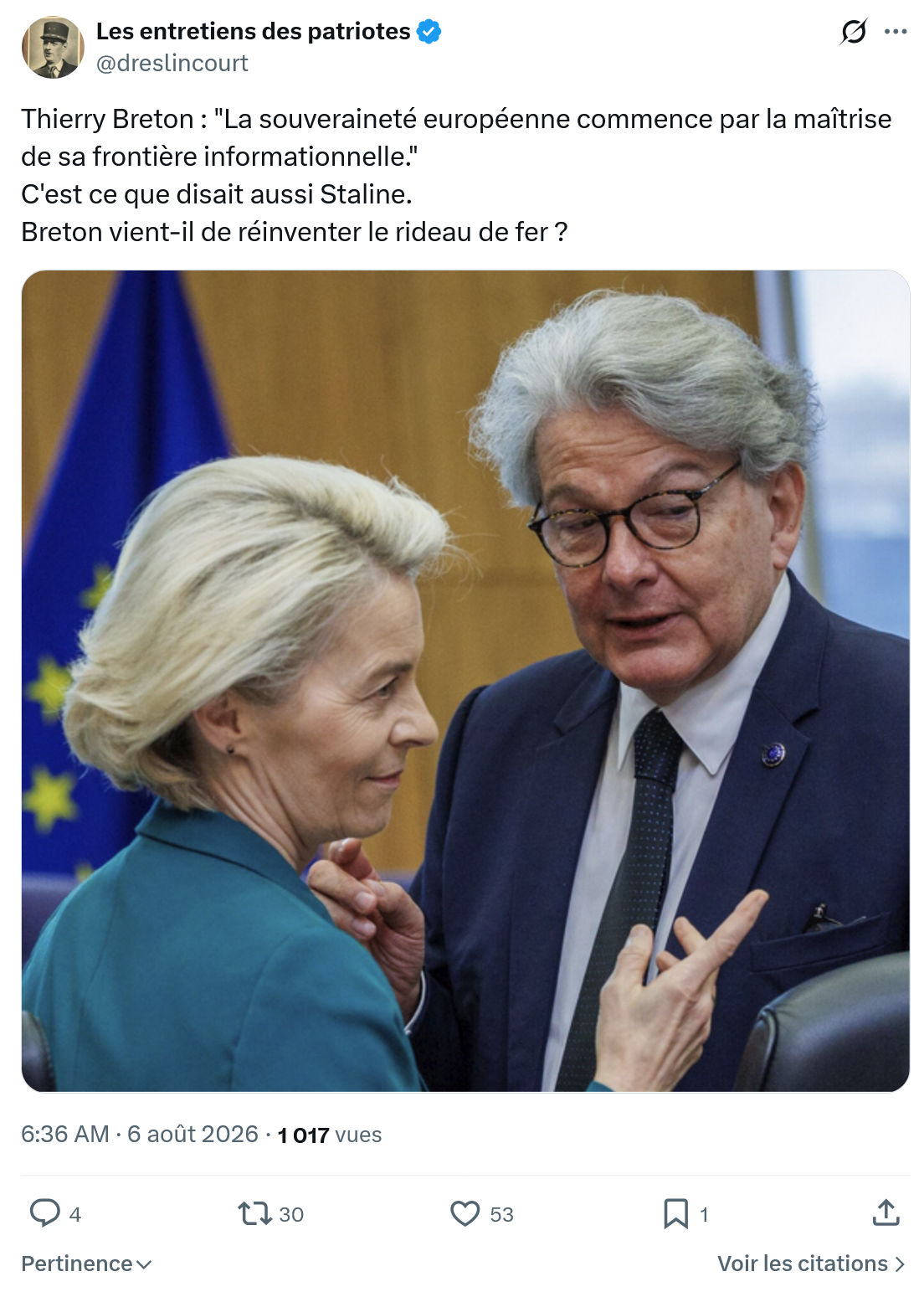 Marquis de Dreslincourt: Thierry Breton : "La souveraineté européenne...