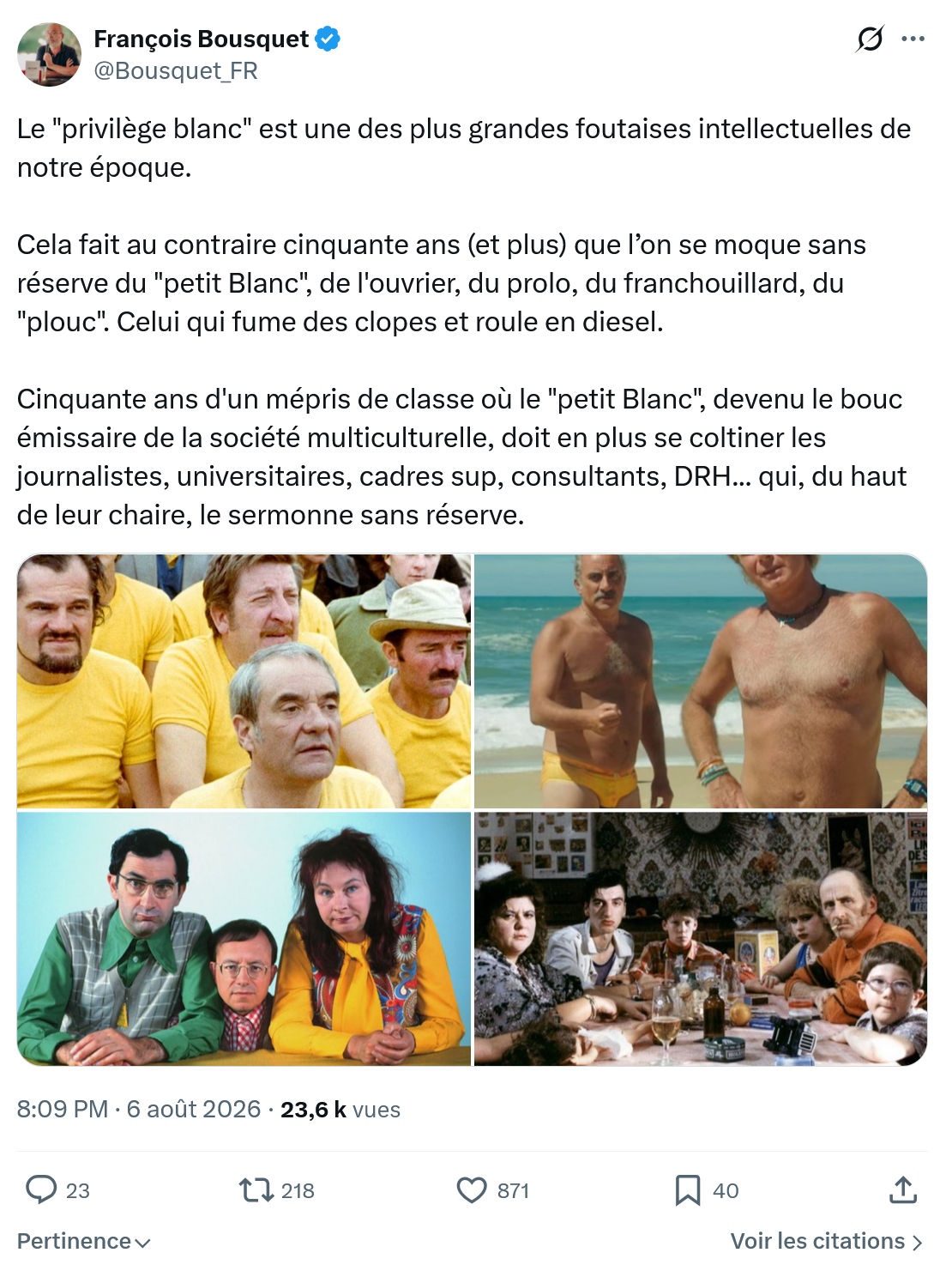 François Bousquet: Le "privilège blanc" est une des plus...
