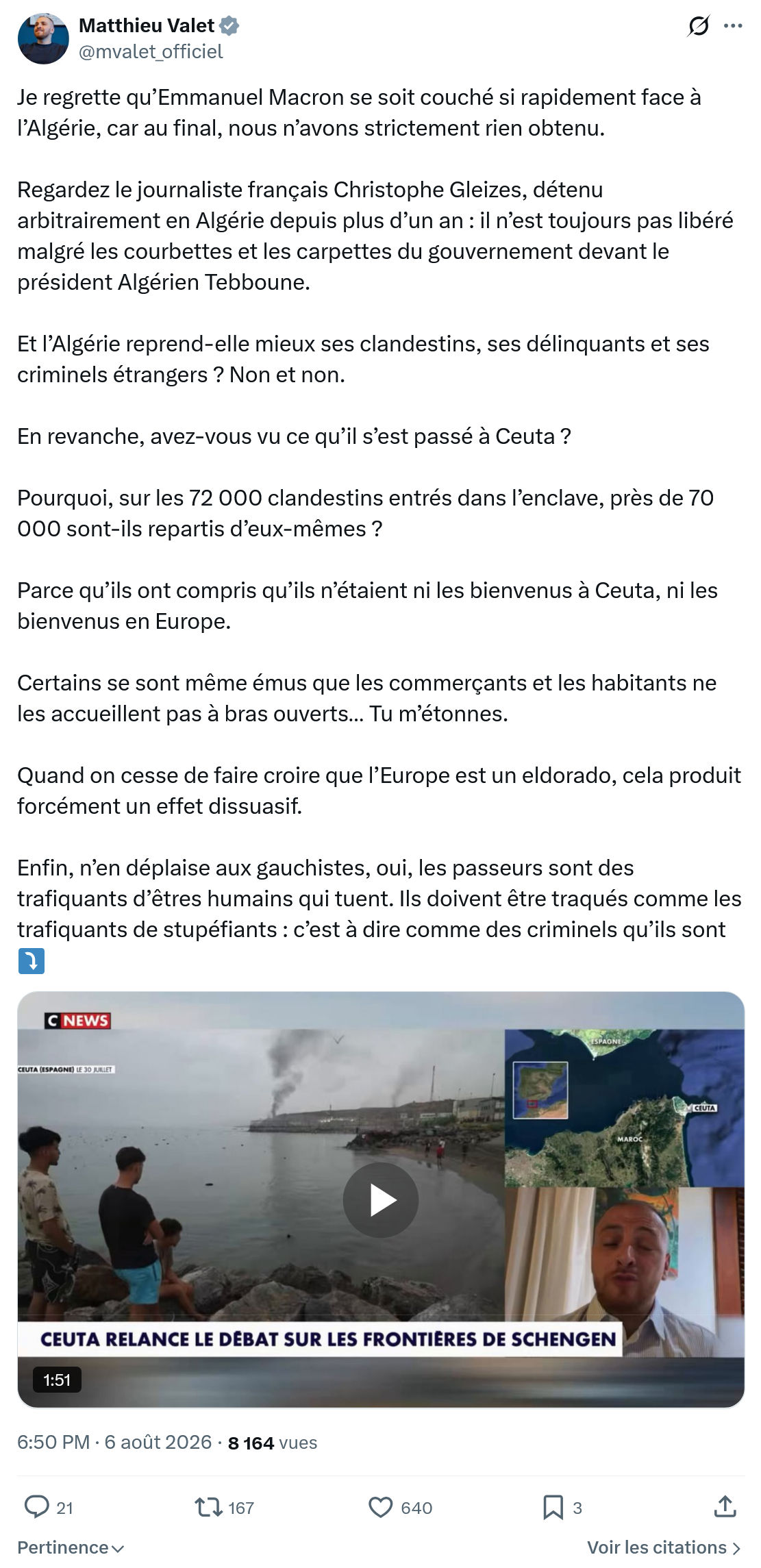 Matthieu Valet: Je regrette qu’Emmanuel Macron...