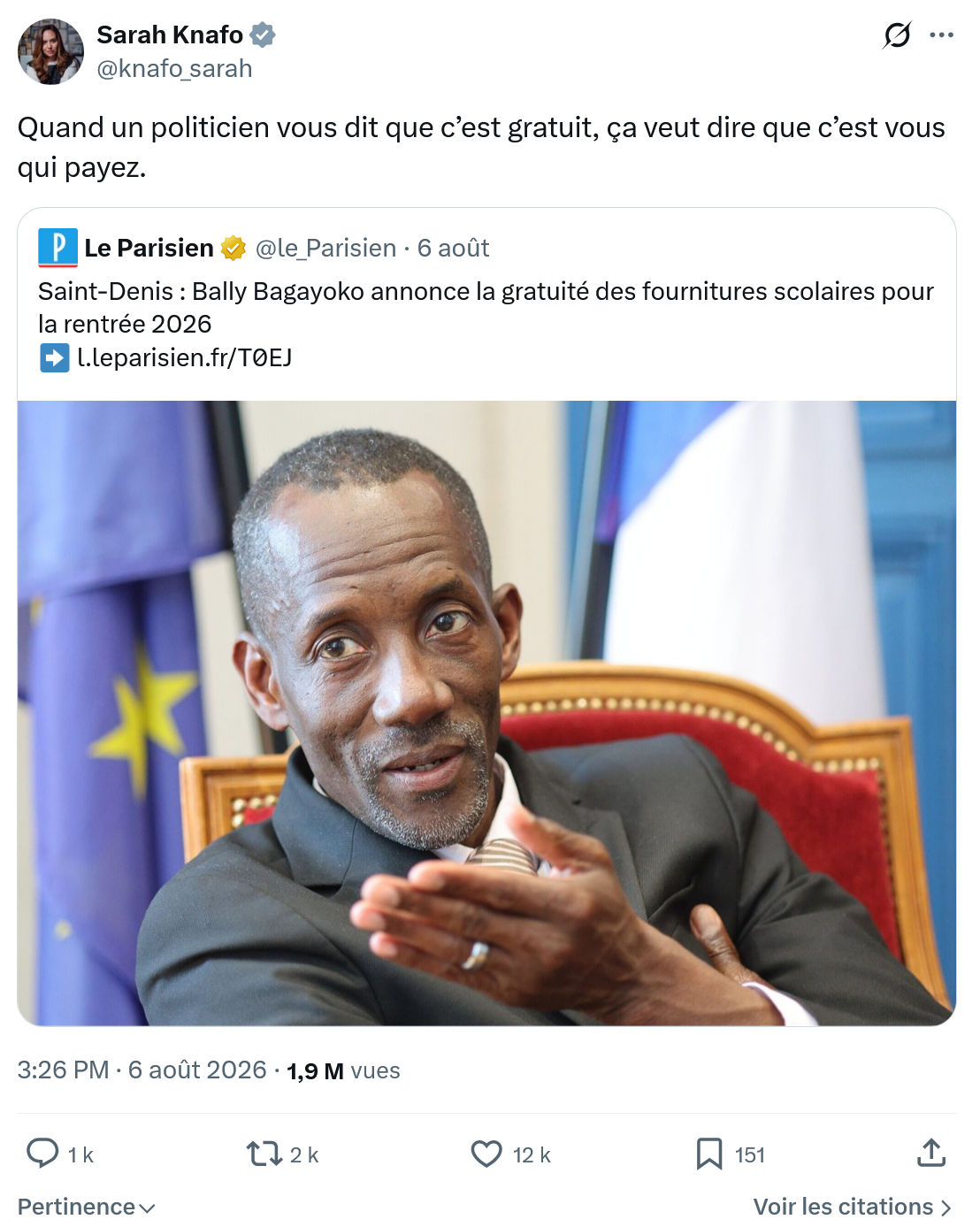Sarah Knafo: Quand un politicien vous dit...