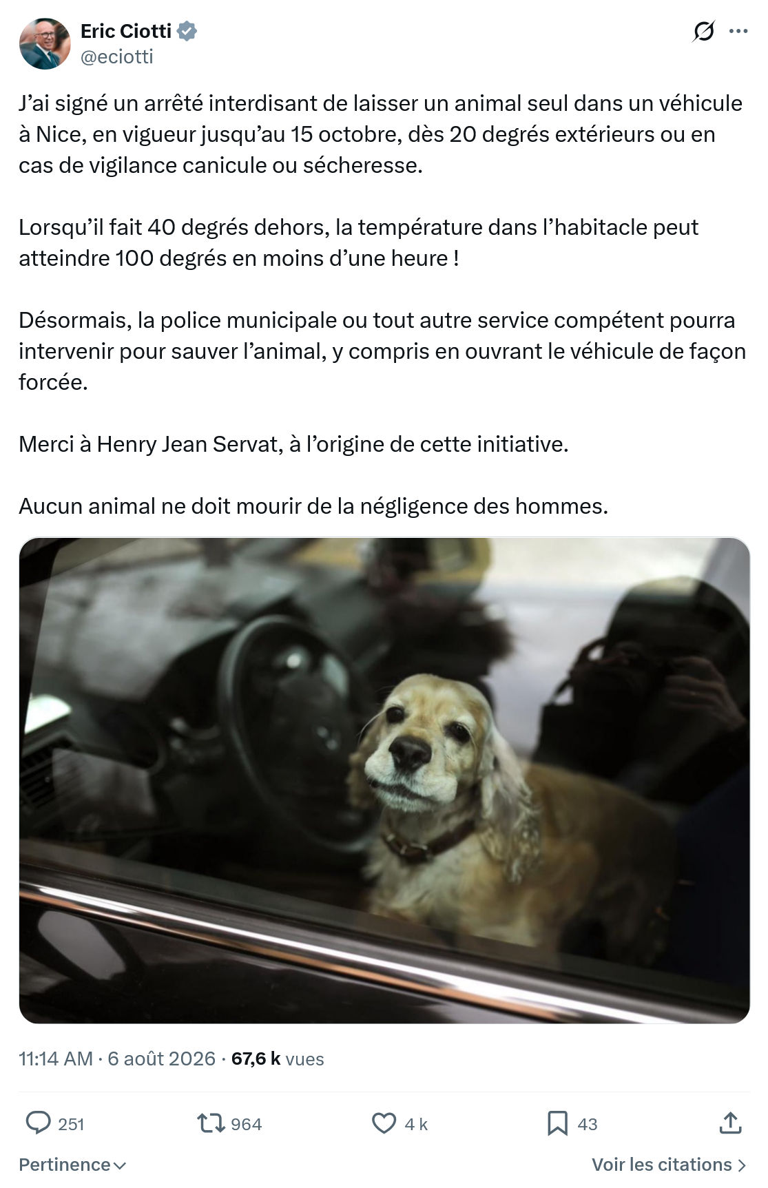 Éric Ciotti: J’ai signé un arrêté interdisant...