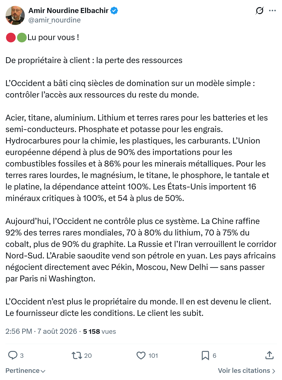 Amir Nourdine Elbachir: Lu pour vous...