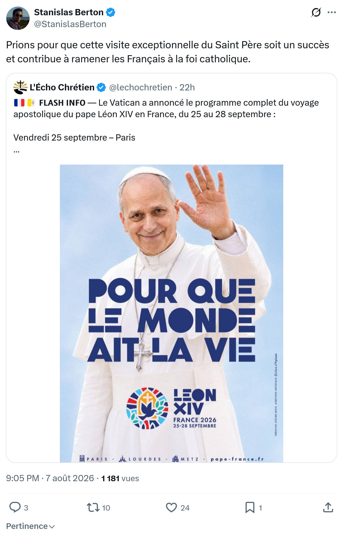 Stanislas Berton: Prions pour que cette...