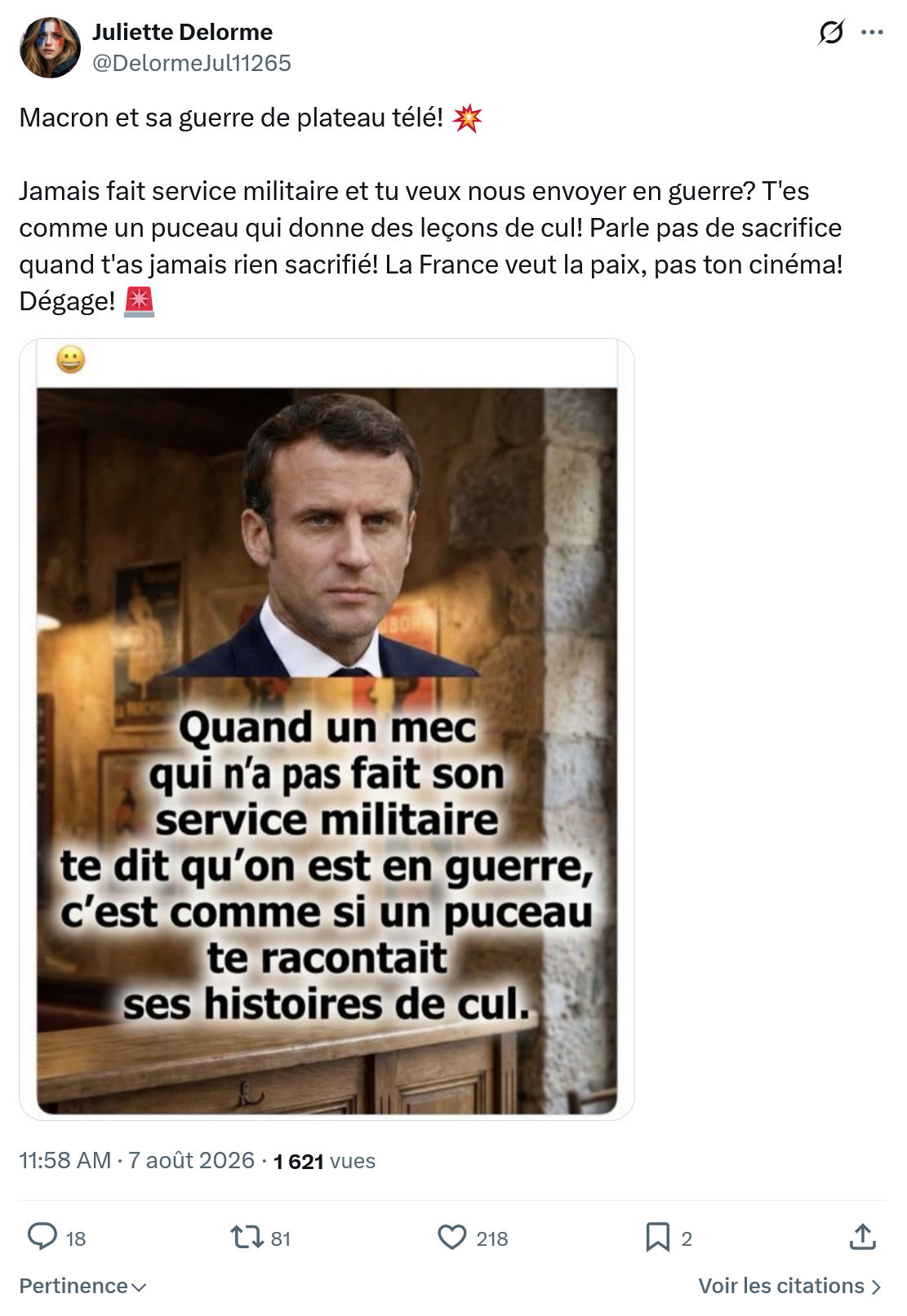 Juliette Delorme: Macron et sa guerre de plateau télé...