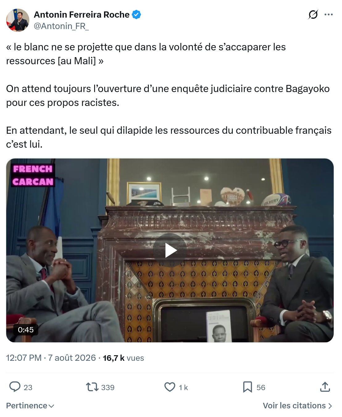 Antonin Ferreira Roche:  le blanc ne se projette...