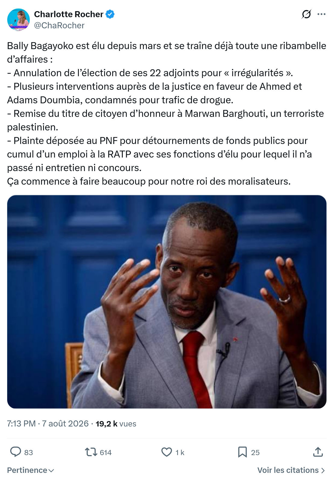 Charlotte Rocher: Bally Bagayoko est élu depuis...