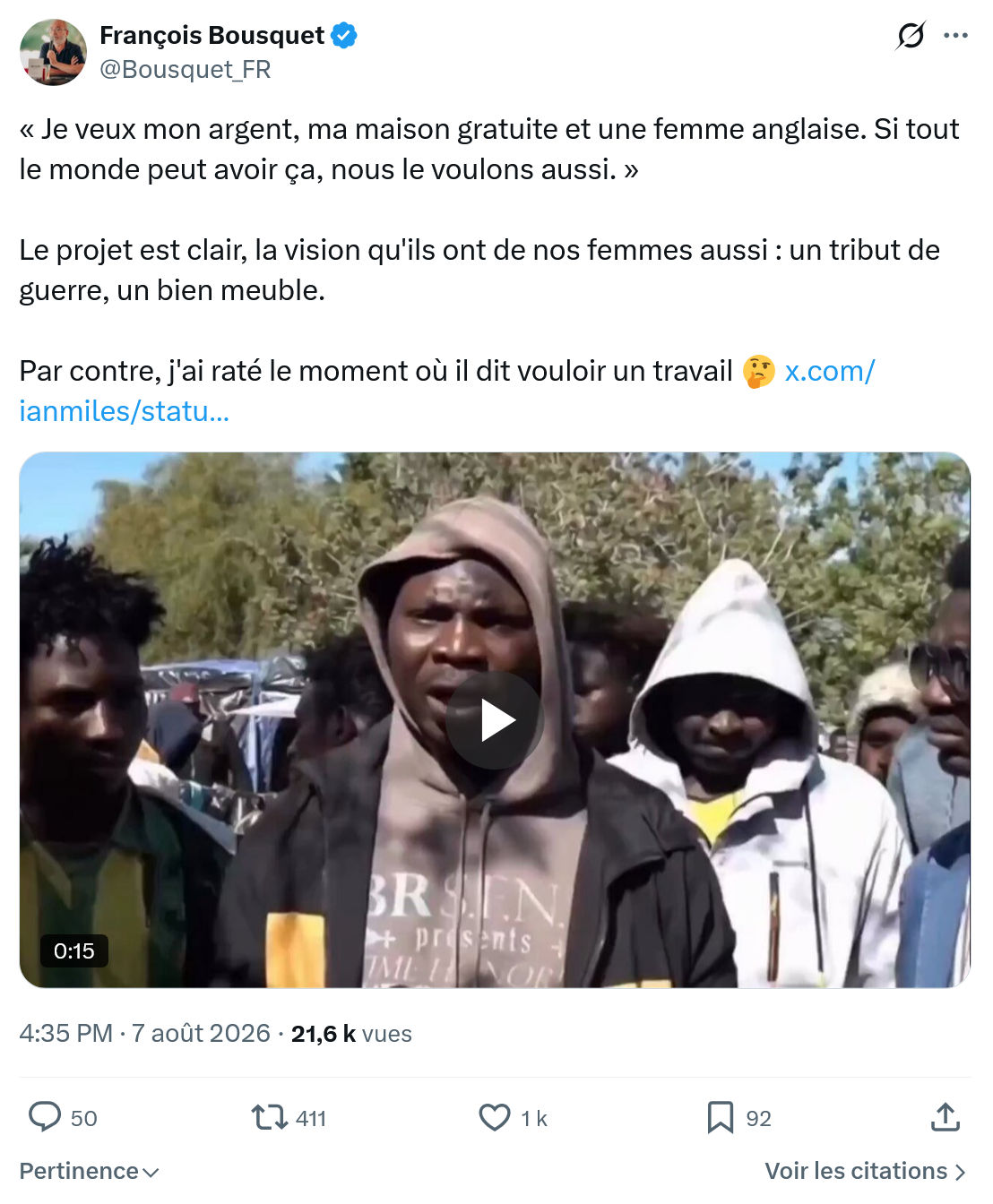 François Bousquet:  Je veux mon argent...