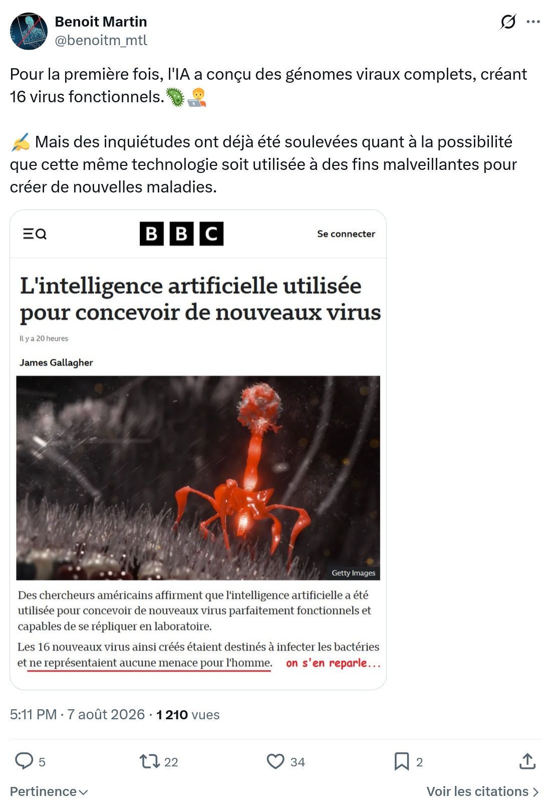 Benoît Martin: Pour la première fois...