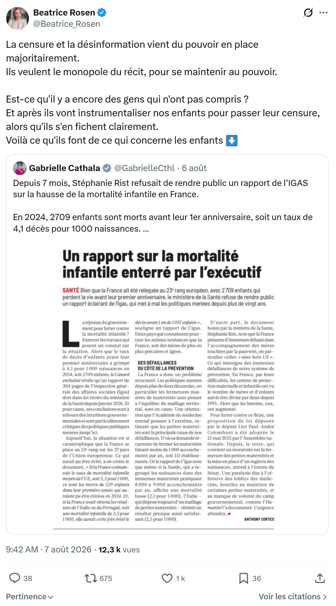 Béatrice Rosen: La censure et la désinformation...