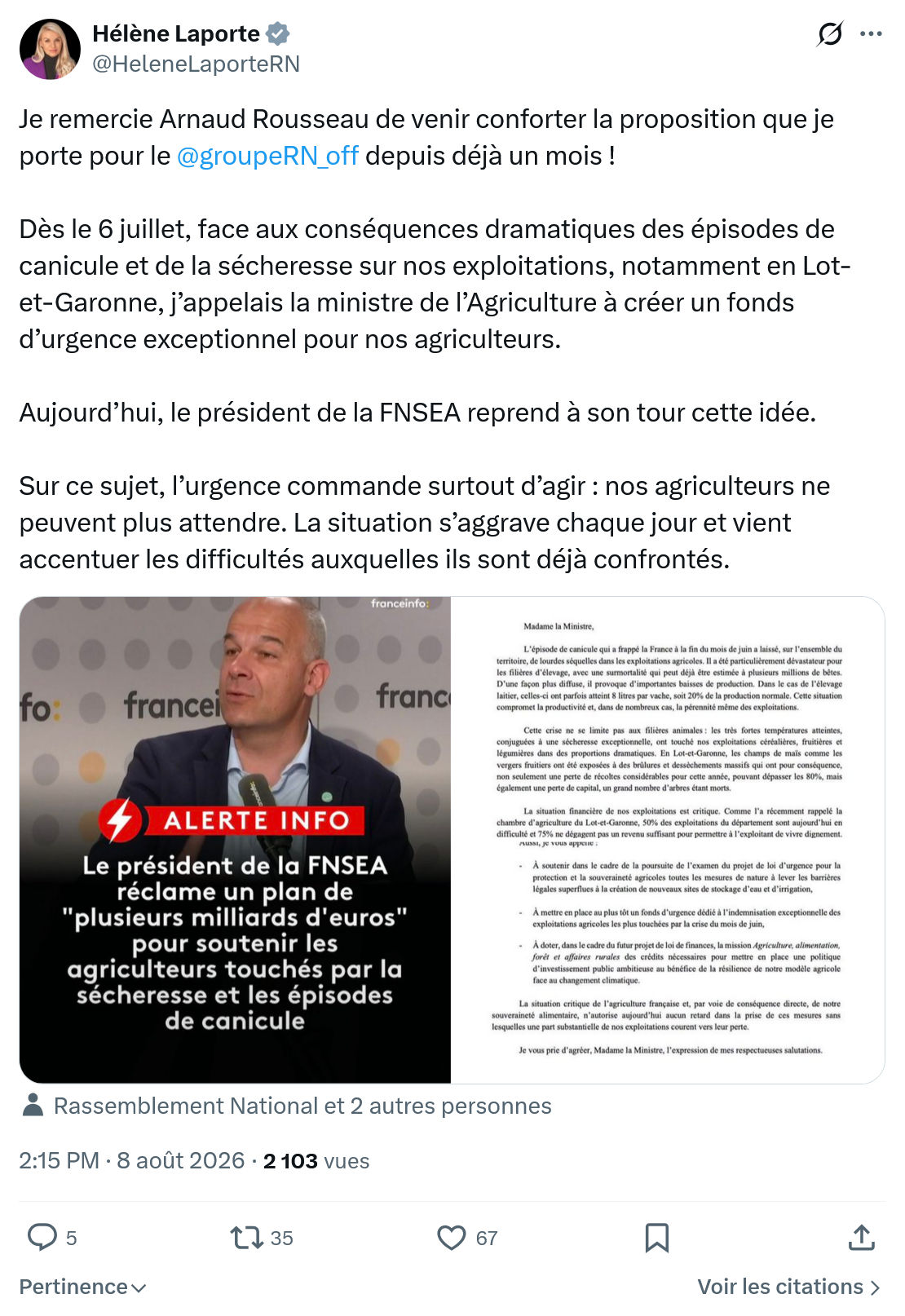Hélène Laporte: Je remercie Arnaud Rousseau...