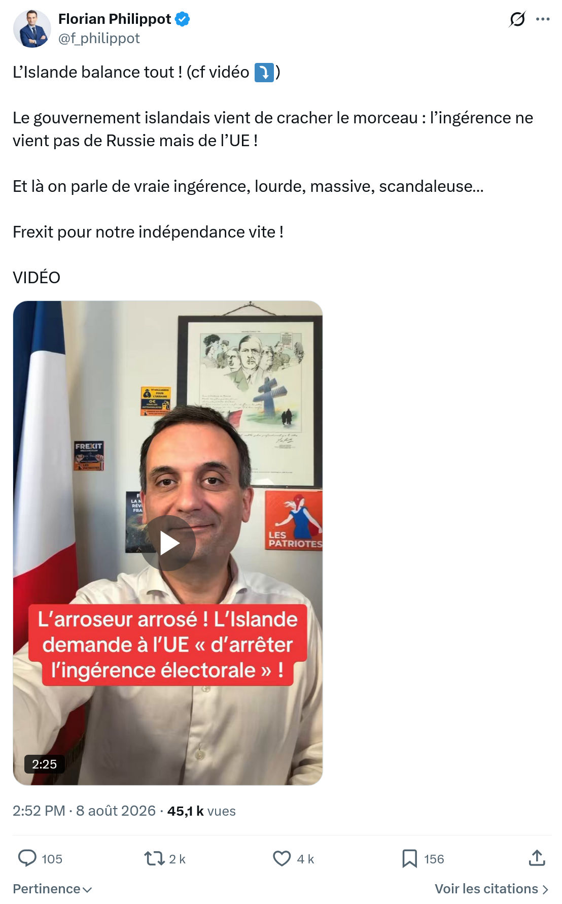 Florian Philippot: L’Islande balance tout...