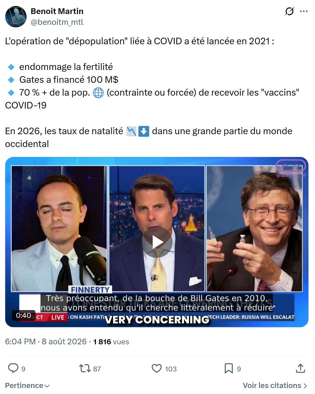 Benoît Martin: L'opération de "dépopulation"...