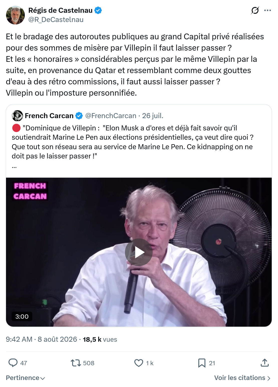 Régis de Castelnau: Et le bradage des autoroutes publiques...