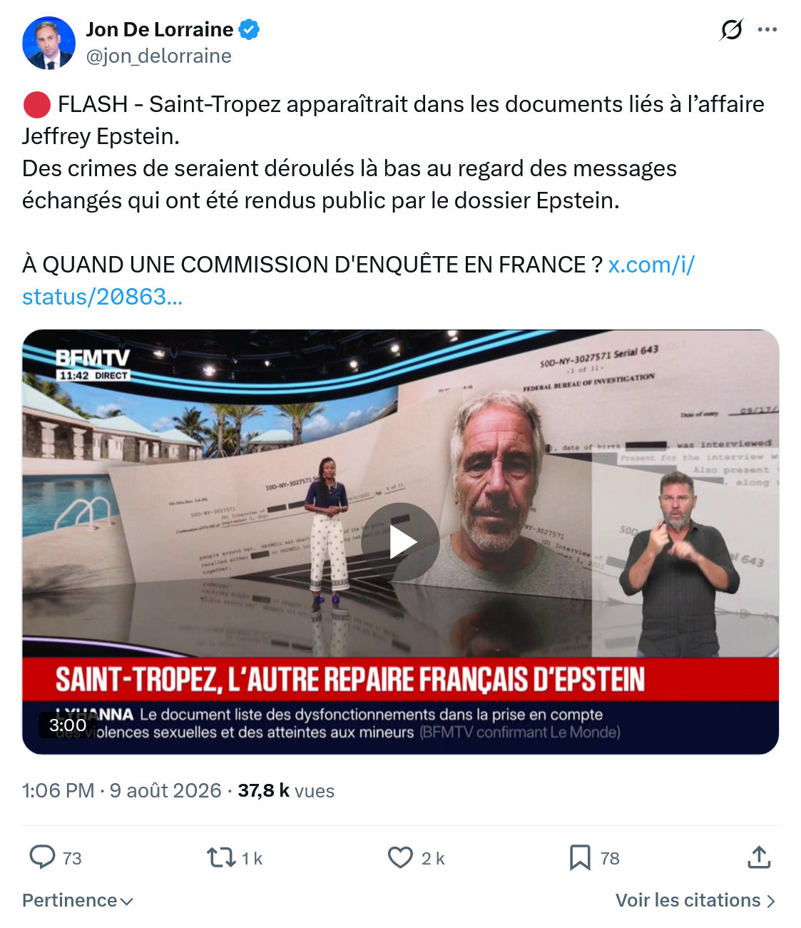Jon De Lorraine:  FLASH - Saint-Tropez apparaîtrait...